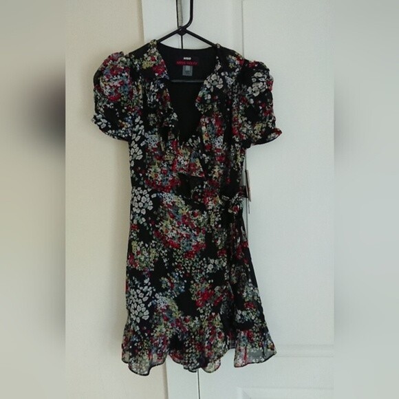 MISS SIXTY flirty ruffled short puff sleeves multicolor floral dress Size 2  - Picture 1 of 12